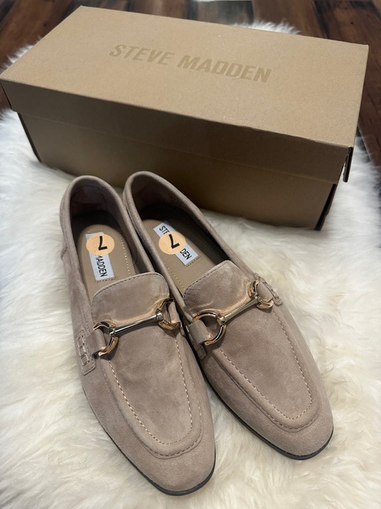 Steve Madden Shoes - Steve Madden Taupe Suede Horsebit Slip-On Loafers